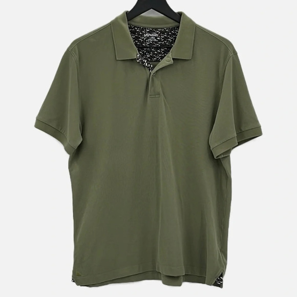 Untuckit Gondola Pima Cotton Polo Shirt With Contrast in Green - Size Large - Picture 1 of 8